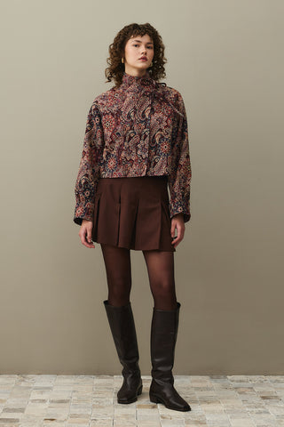 Shawl Pattern Wide Tie Jacket Burgundy
