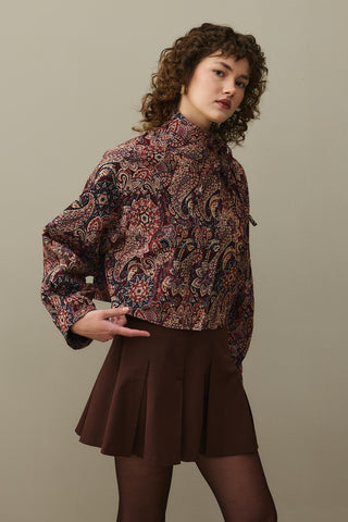 Shawl Pattern Wide Tie Jacket Burgundy