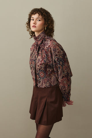 Shawl Pattern Wide Tie Jacket Burgundy