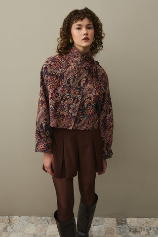 Shawl Pattern Wide Tie Jacket Burgundy