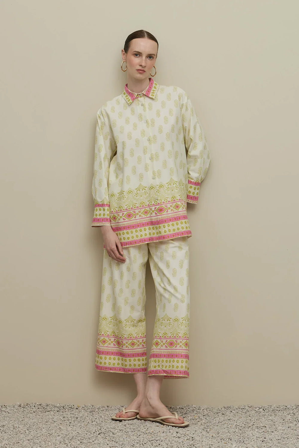 Shawl Pattern Trouser Suit Green