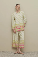 Şal Desen Pantolon Takım Yeşil