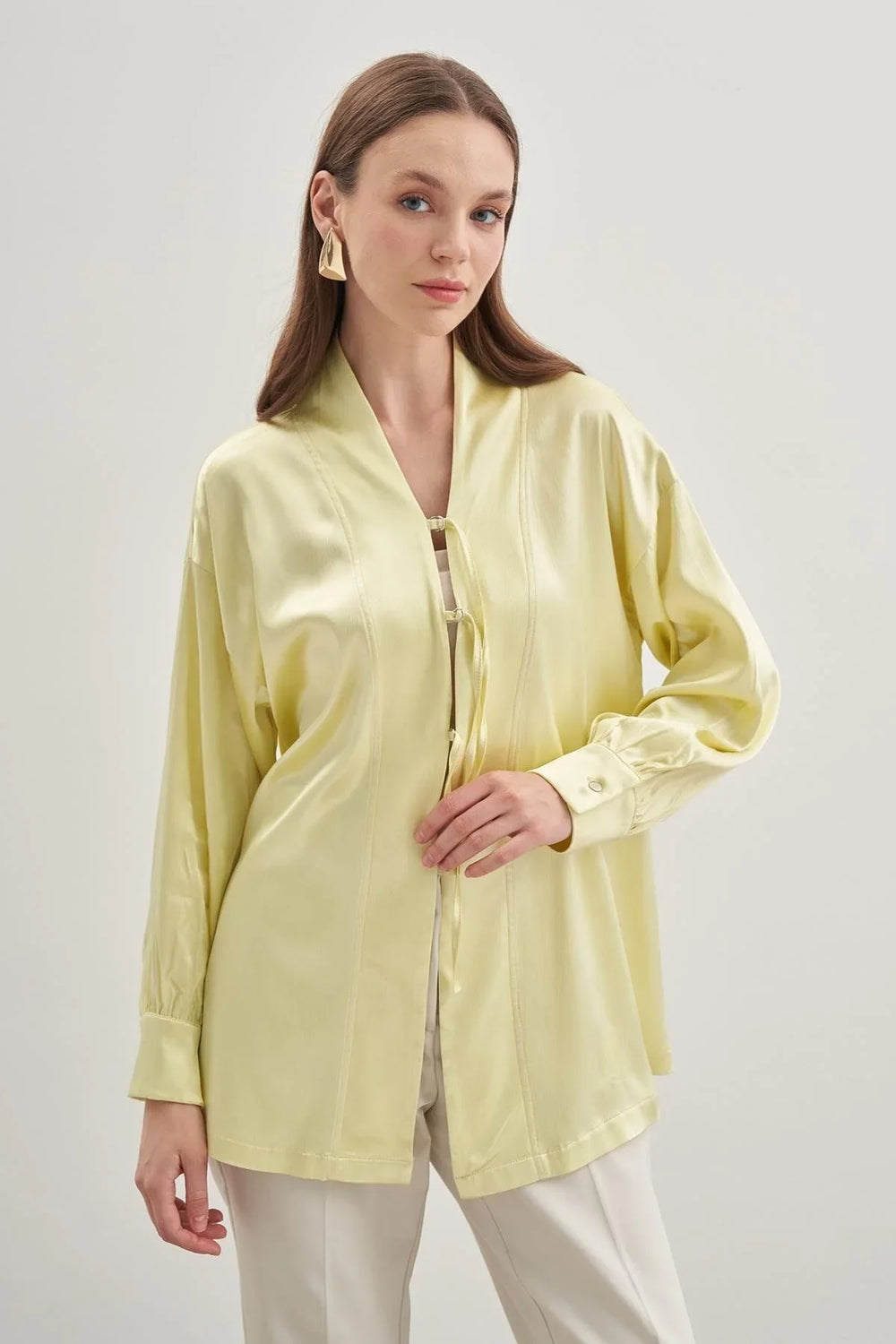 Satin Kimono Light Green