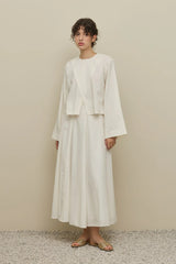 Şerit Detaylı Godeli Etek Ekru