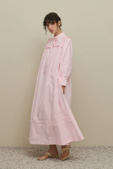 Şerit Detaylı Vual Elbise Pembe