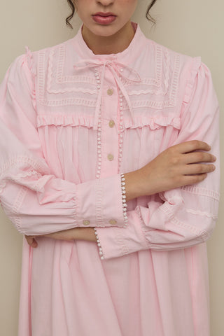 Şerit Detaylı Vual Elbise Pembe
