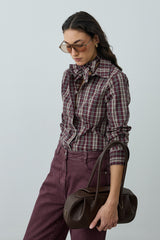 Seyyar Fularlı Ekose Gömlek Bordo