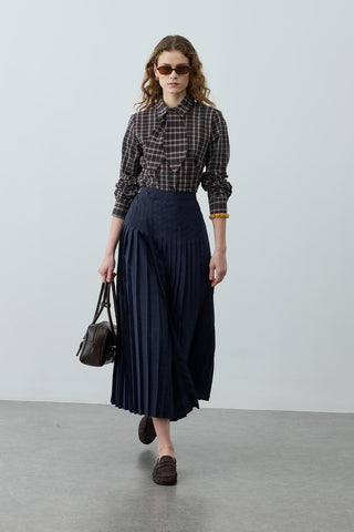 Seyyar Fularlı Ekose Gömlek Kahverengi