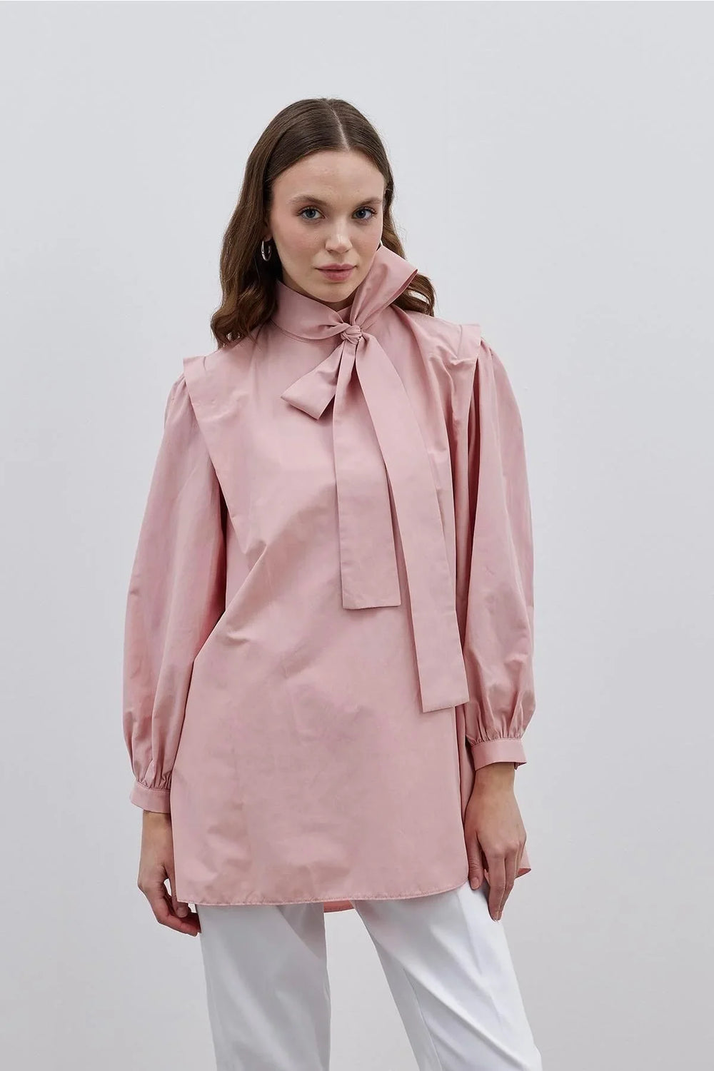 Pink Women's Shirt with Removable Scarf