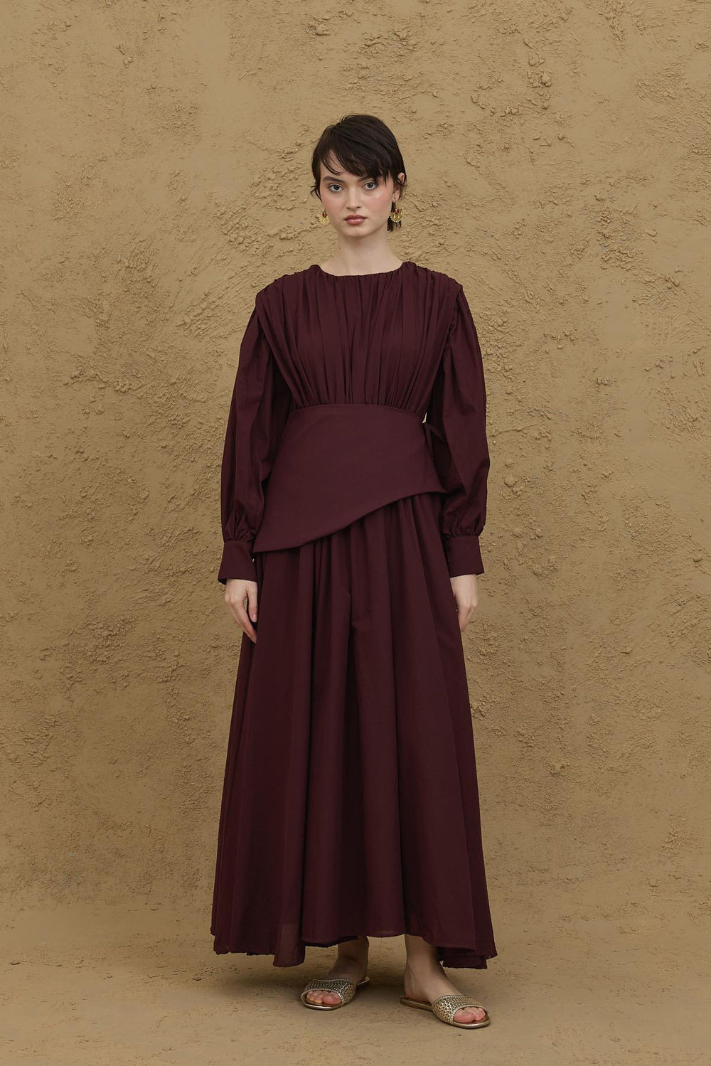 Removable Voile Dress Burgundy
