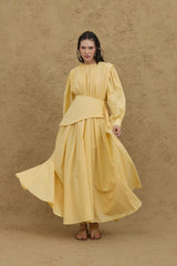 Seyyar Parçalı Vual Elbise Sarı