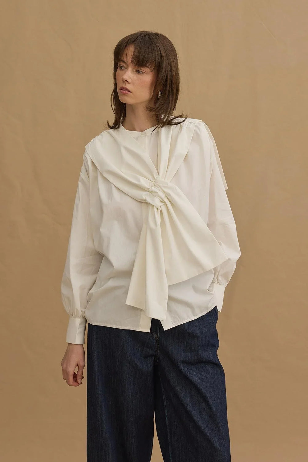 Removable Collar Shirt Ecru