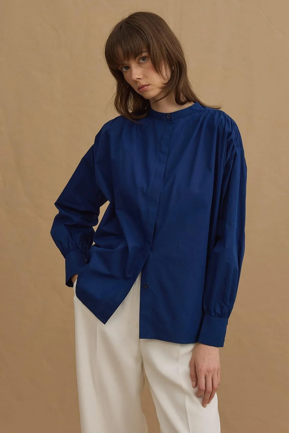 Removable Collar Shirt Navy Blue