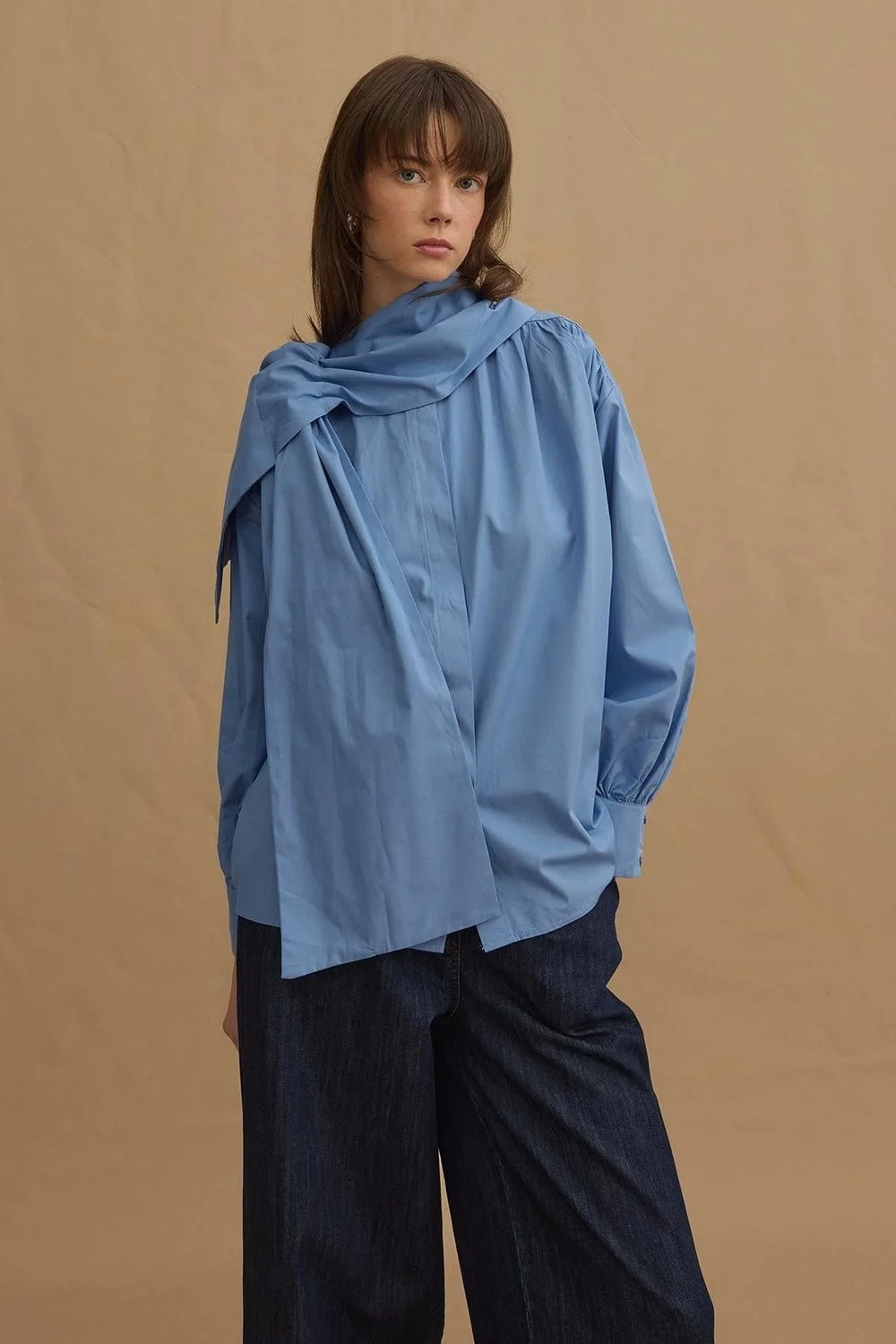Removable Collar Shirt Blue