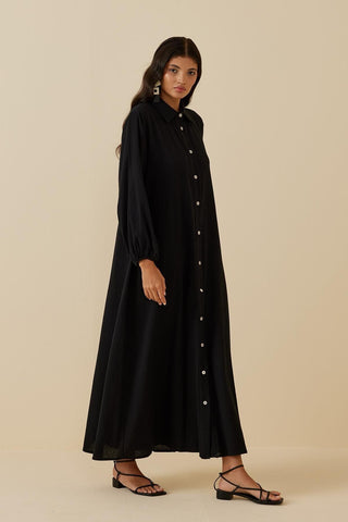 Şile Bezi Elbise Siyah - Fahhar Design