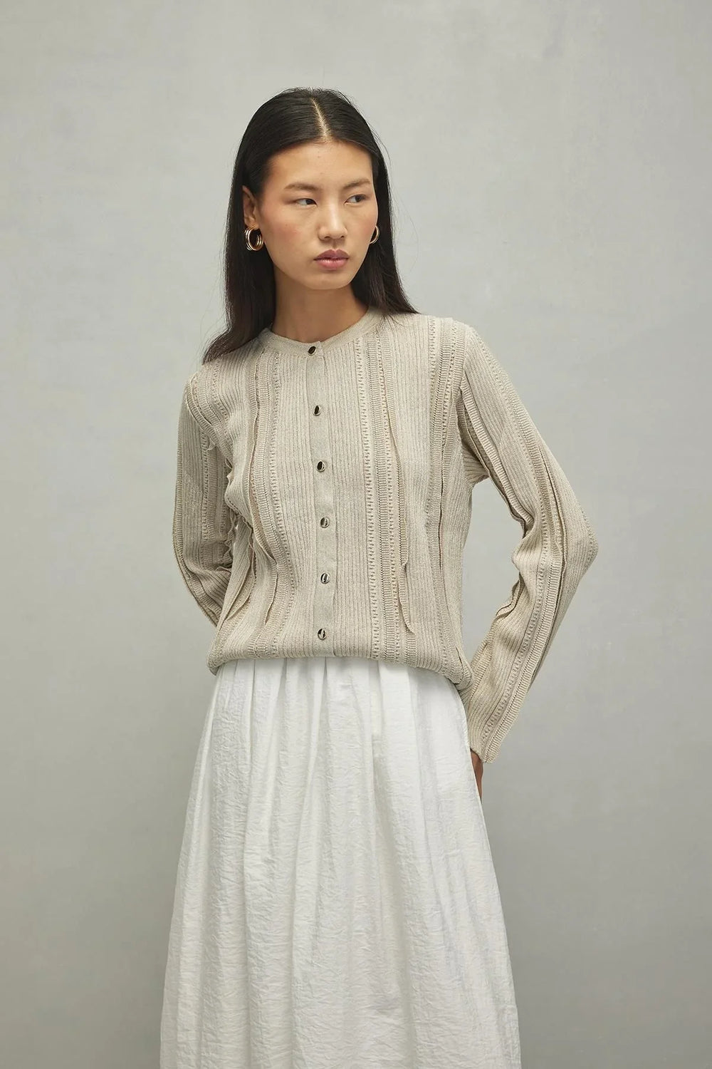 Glittery Cardigan Beige