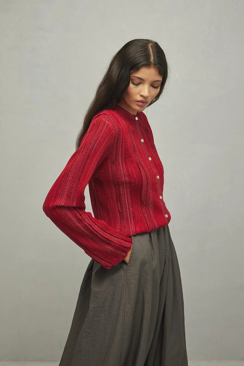 Glitter Cardigan Claret Red