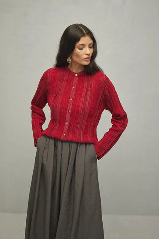 Simli Hırka Bordo - Fahhar Design
