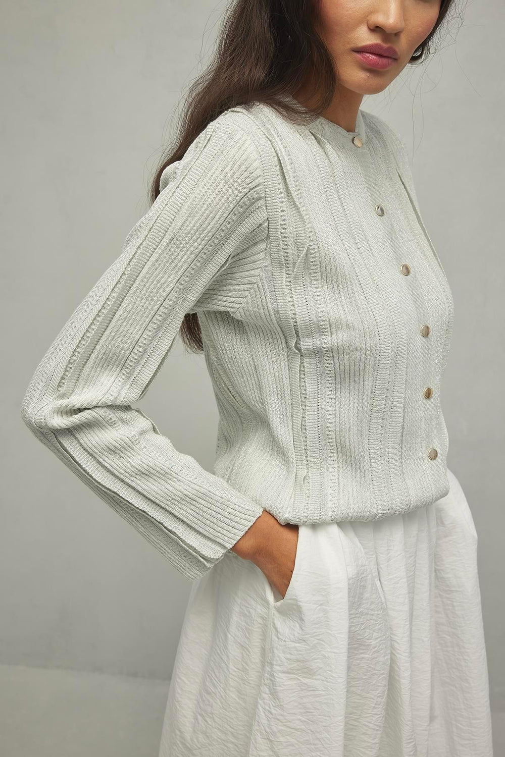 Glittery Cardigan Gray