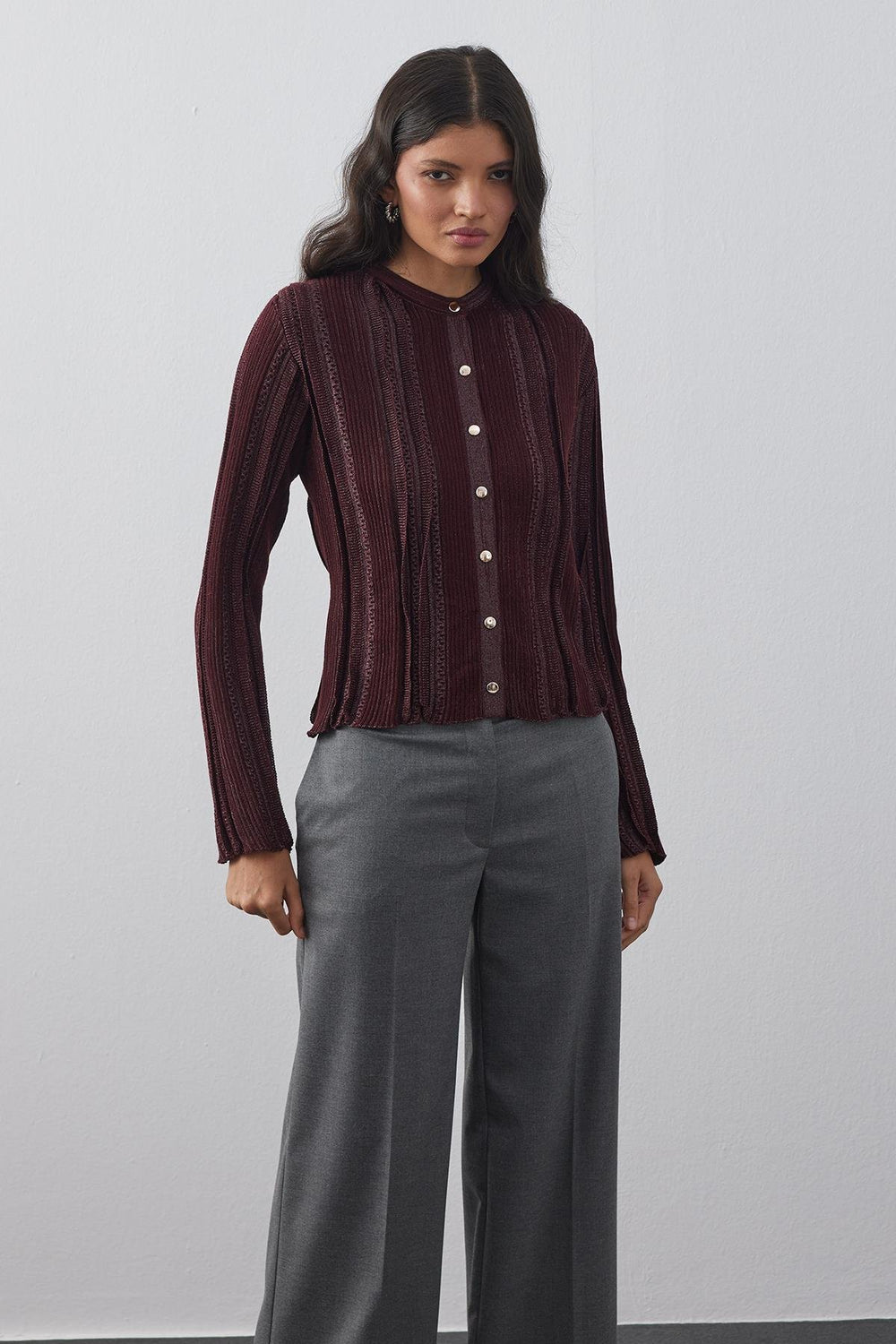Glitter Cardigan Dark Burgundy
