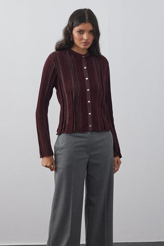 Simli Hırka Koyu Bordo - Fahhar Design