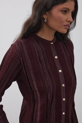 Simli Hırka Koyu Bordo - Fahhar Design