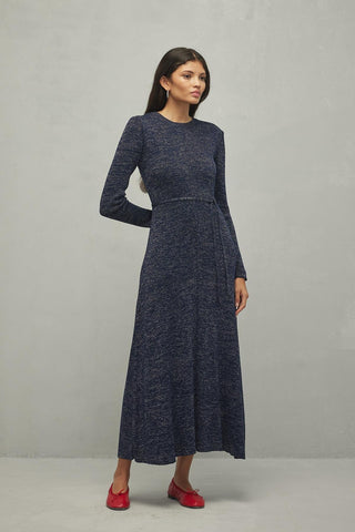 Simli Triko Elbise Lacivert