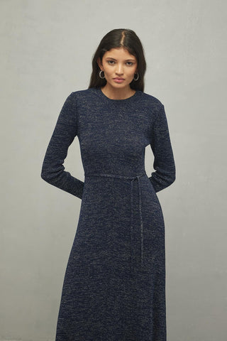 Simli Triko Elbise Lacivert - Fahhar Design