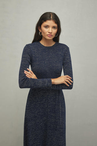 Simli Triko Elbise Lacivert - Fahhar Design