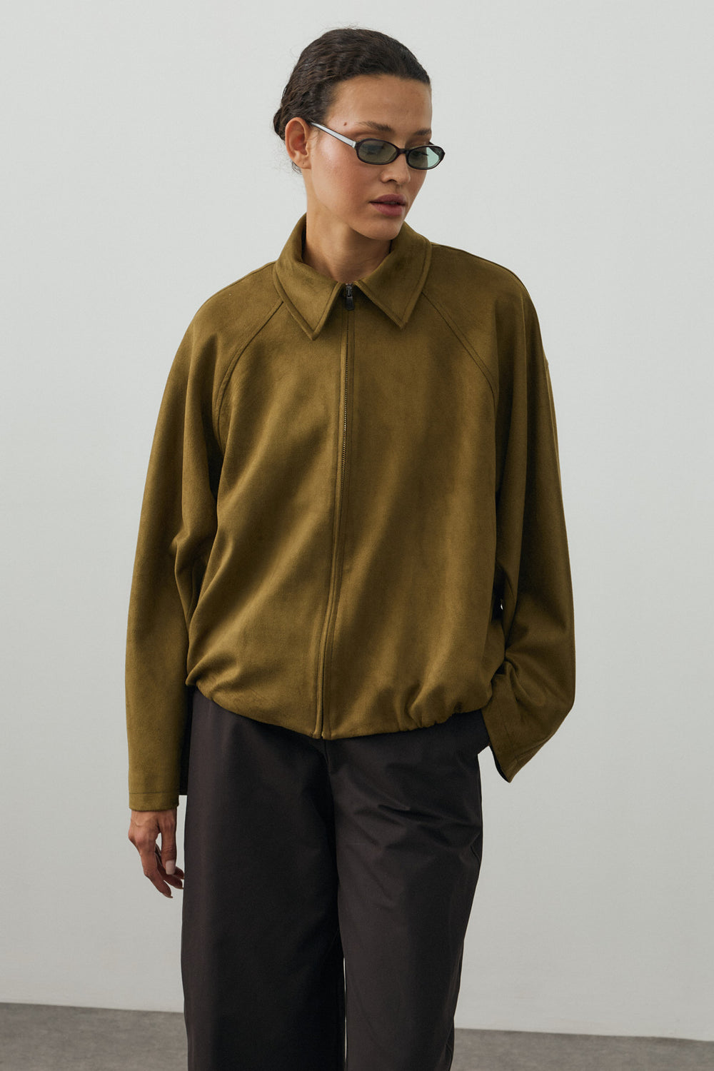 Soft Bomber Ceket Yağ Yeşili