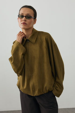 Soft Bomber Ceket Yağ Yeşili