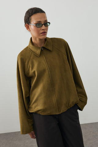Soft Bomber Ceket Yağ Yeşili
