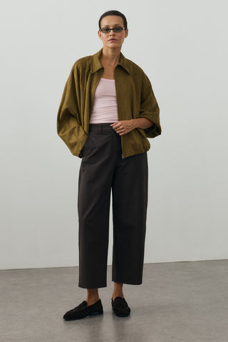 Soft Bomber Ceket Yağ Yeşili