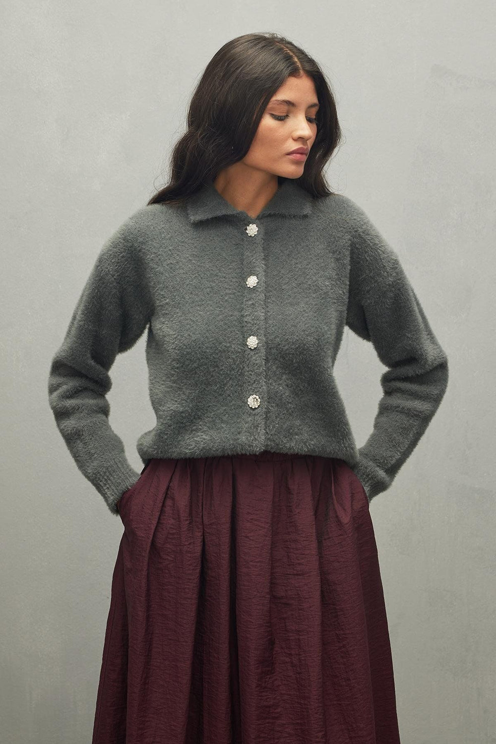 Soft Crop Cardigan Anthracite