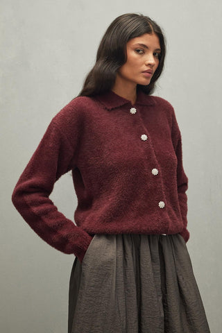 Soft Crop Hırka Bordo - Fahhar Design