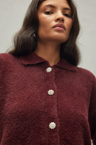 Soft Crop Hırka Bordo - Fahhar Design