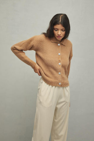 Soft Crop Cardigan Camel