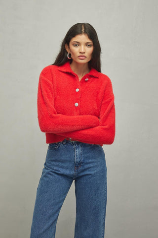 Soft Crop Hırka Kırmızı - Fahhar Design