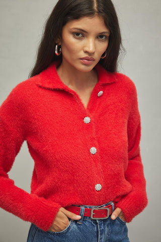 Soft Crop Hırka Kırmızı - Fahhar Design