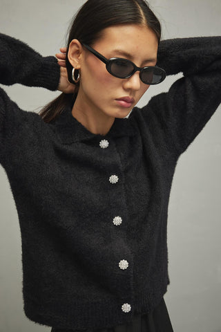 Soft Crop Hırka Siyah - Fahhar Design