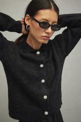 Soft Crop Cardigan Black
