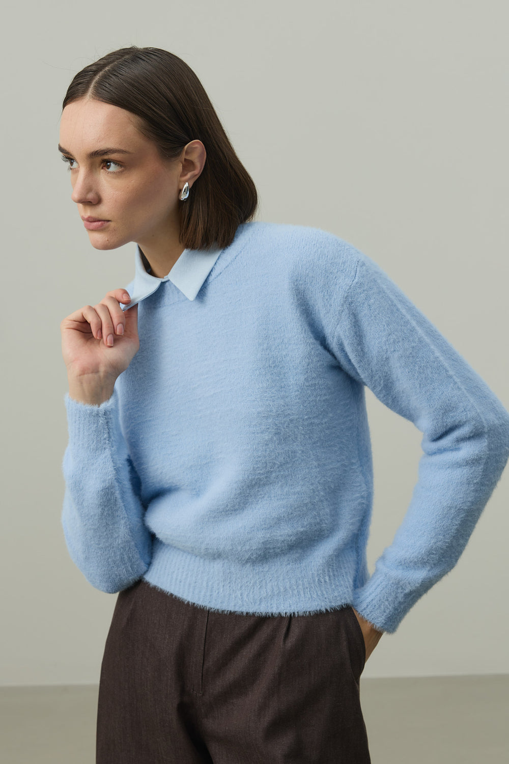 Soft Crop Sweater Baby Blue