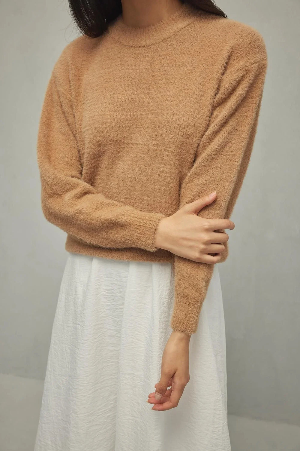 Soft Crop Sweater Camel