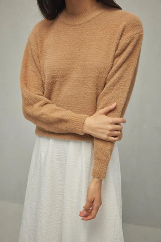 Soft Crop Sweater Camel