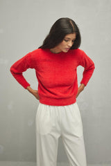 Soft Crop Sweater Red