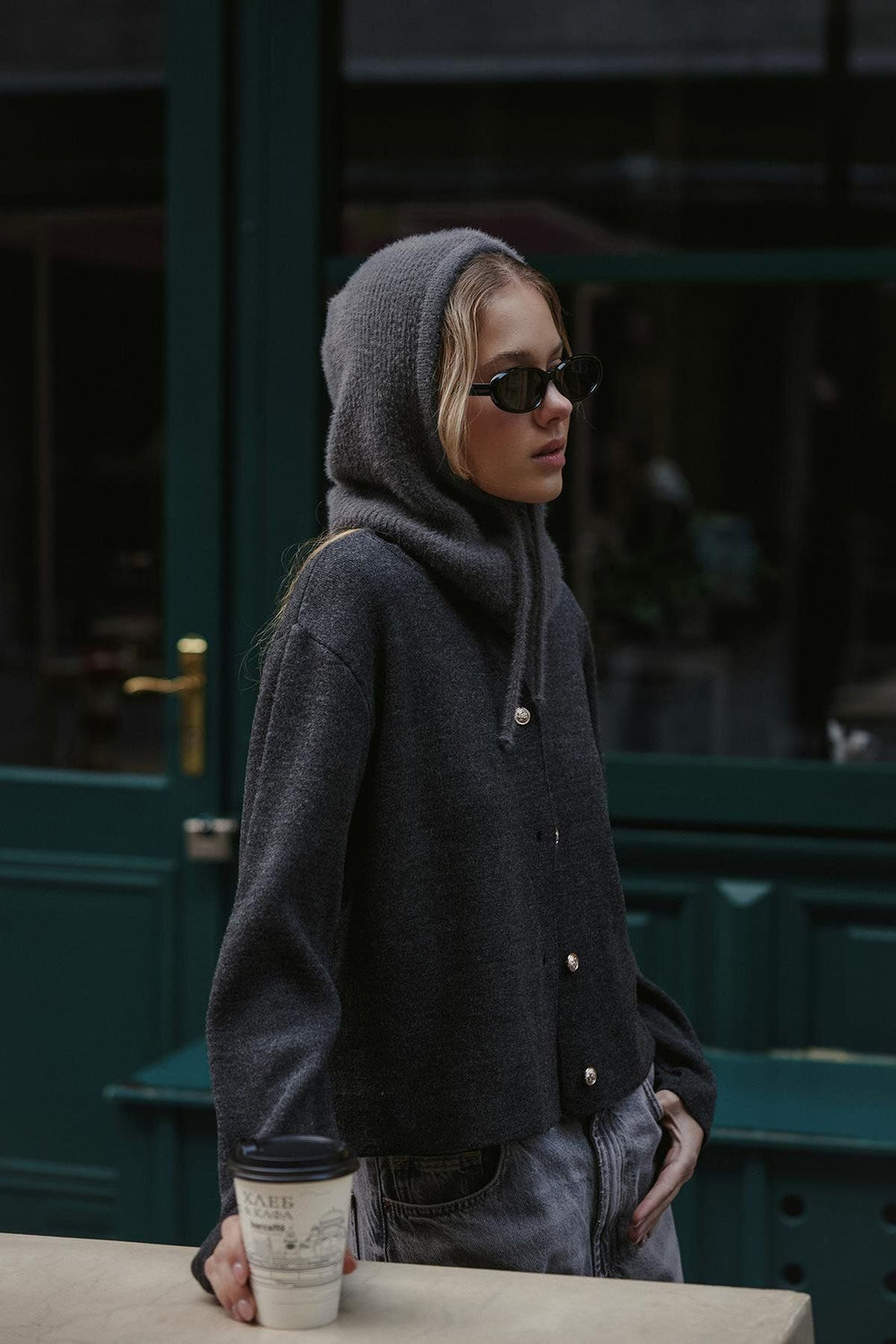 Soft Thin Knit Balaclava Beanie Anthracite