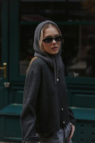 Soft İnce Örgü Balaclava Bere Antrasit - Fahhar Design