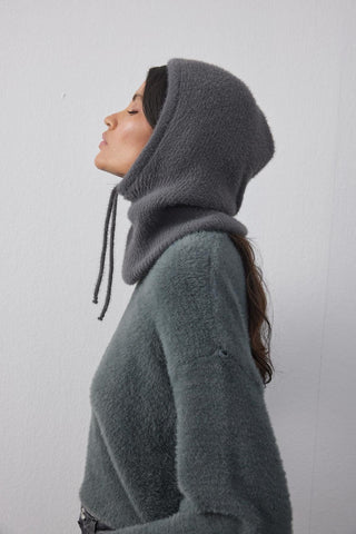 Soft İnce Örgü Balaclava Bere Antrasit - Fahhar Design