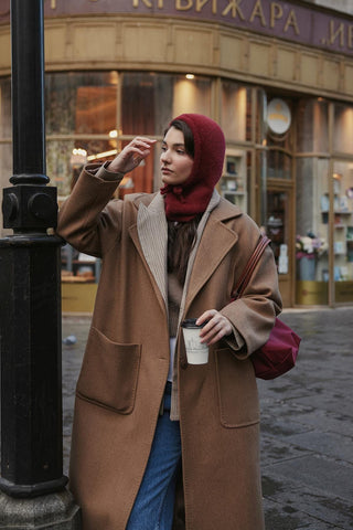 Soft İnce Örgü Balaclava Bere Bordo - Fahhar Design