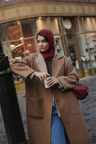 Soft İnce Örgü Balaclava Bere Bordo - Fahhar Design